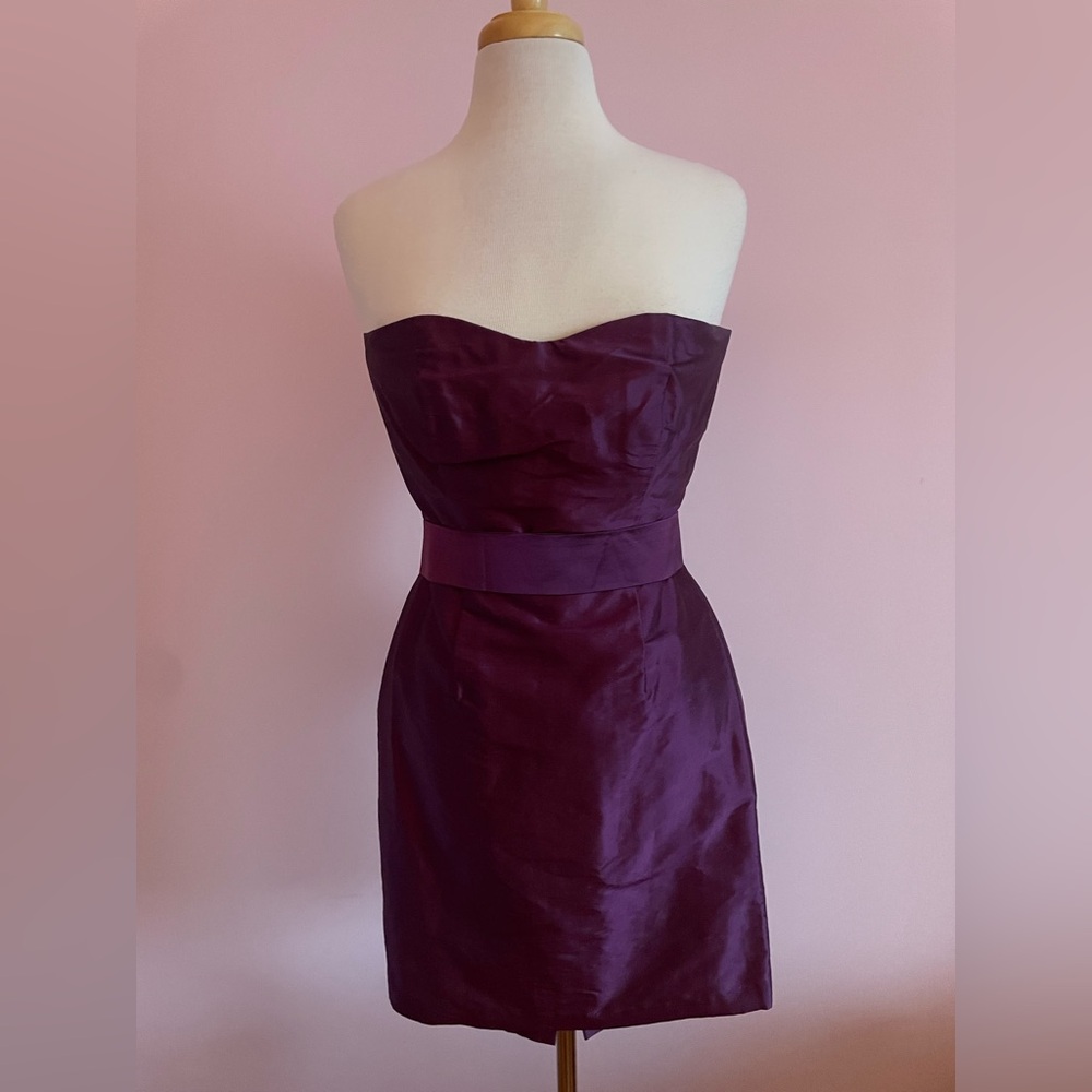 Strapless Silk Dress in Deep Purple